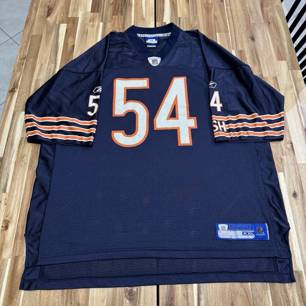 Brian Urlacher Jersey Mens 2XL Blue Reebok Nylon Chicago Bears NFL Football